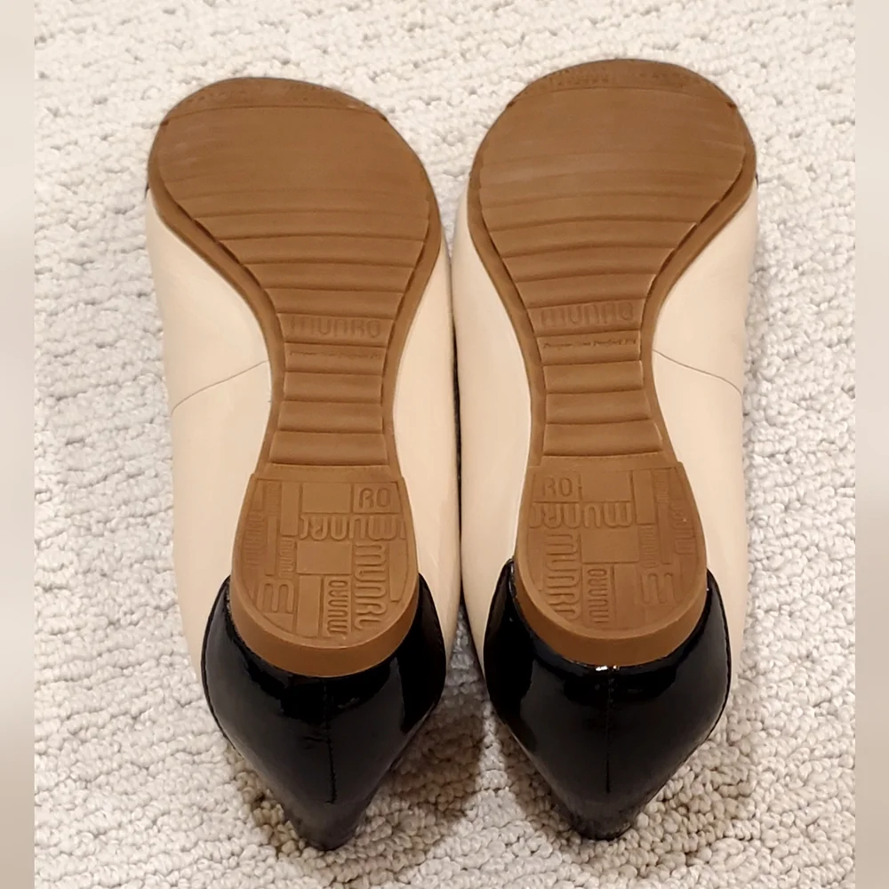 Munro Ivy Leather Colorblock Camel/Black Horsebit Preppy COMFORT Flats 8.5N